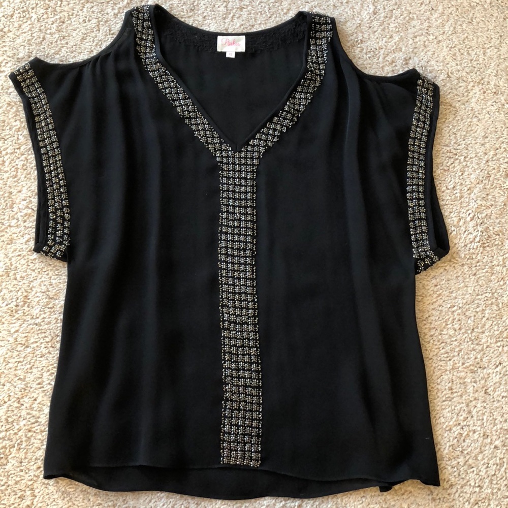 Parker 100% silk embellished blouse